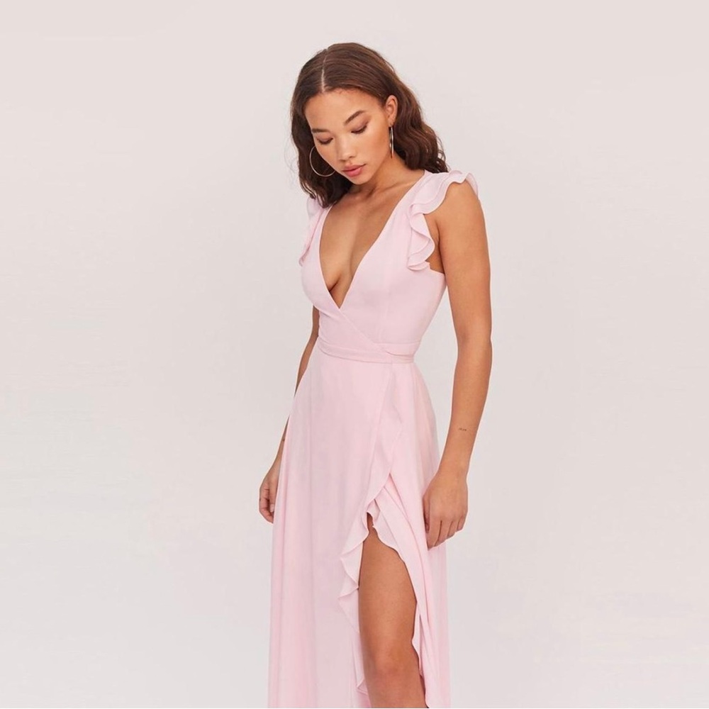 Fame & Partners Elegant Pink Ruffle “Kira” Maxi Dress!